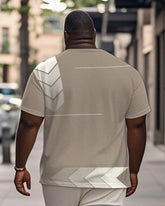 Men's Plus Size Daily Casual Khachi Geometric Print Henry Collar Button Short Sleeve T-Shirt
